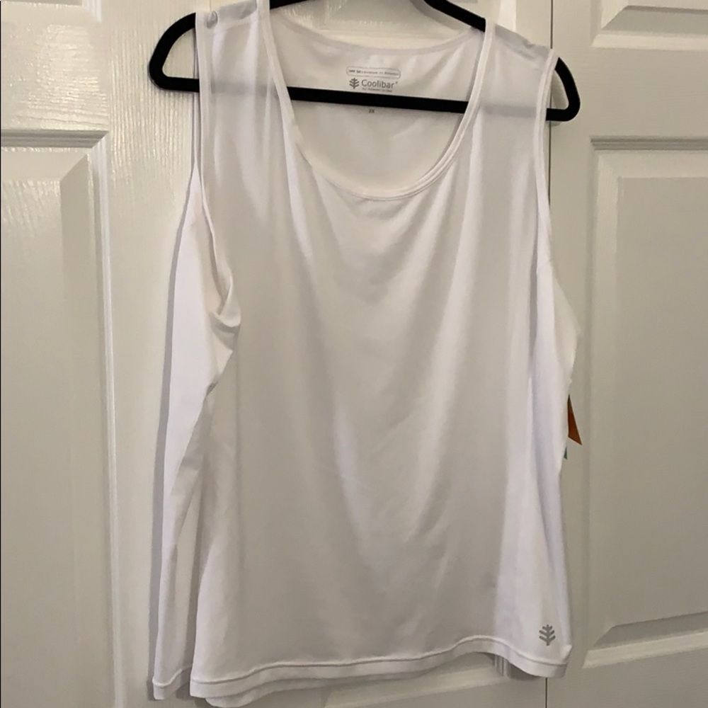 Coolibar sun protected white tank top in 2X